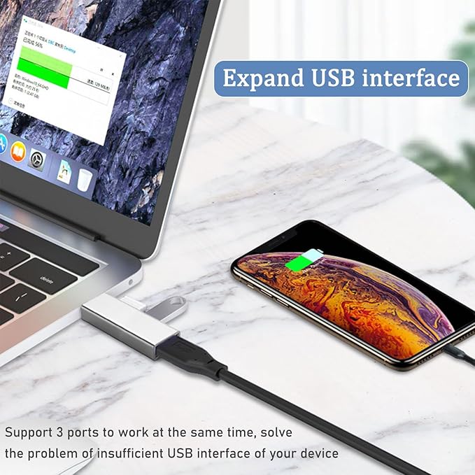 USB 3.0 Hub, VIENON Aluminium 3-Port USB Hub USB Splitter USB Expander for Laptop, Xbox, Flash Drive, HDD, Console, Printer, Camera,Keyborad, Mouse (Grey)