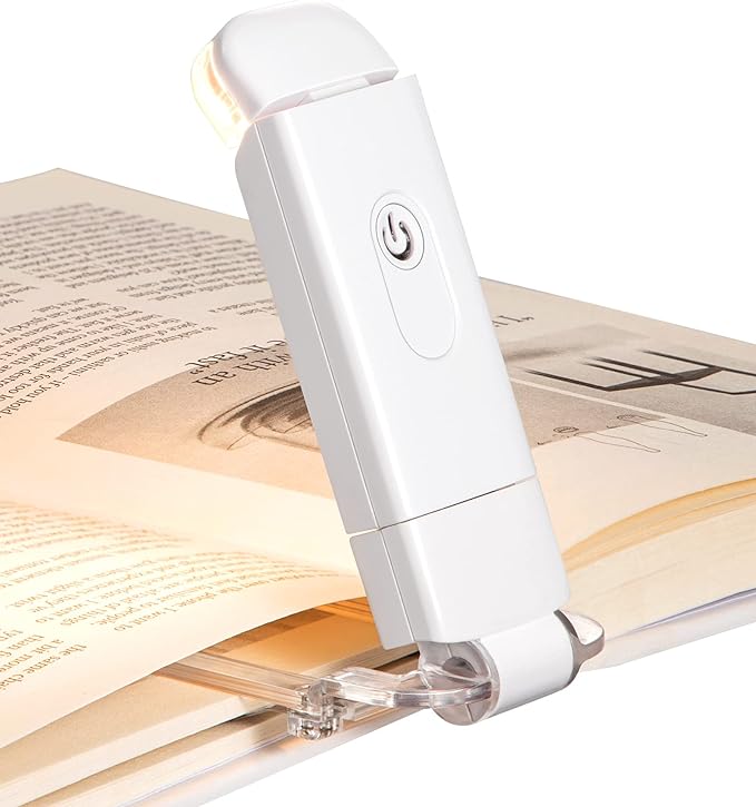 DEWENWILS USB Rechargeable Book Reading Light, 3000K Warm White, Brightness Adjustable Clip on LED Bookmark Lamp at Night in Bed, Portable Booklight for Bookworms, Kids