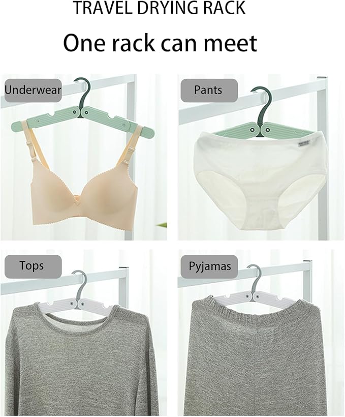 Foldable Travel Hangers, ABS Plastic, Expandable 10-15 Inch, Heavy Duty Clothes Hangers with Space Saving Design for Business Trips (Green 3PCS)