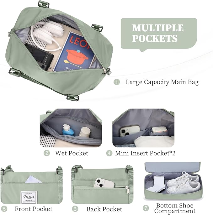Weekender Bags for Women,Personal Item Travel Bag with Shoes Compartment,Overnight Travel Duffel Bag with Toiletry Bag