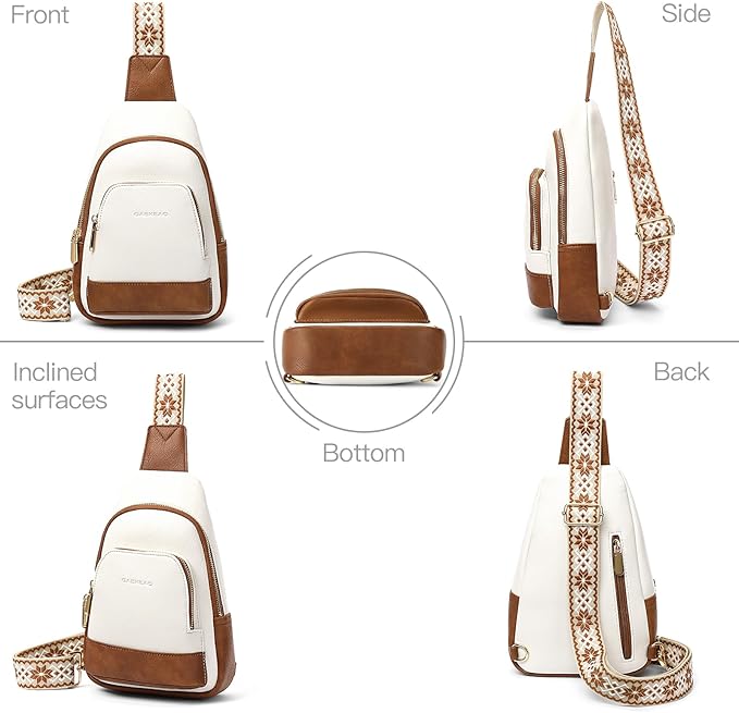 GAEKEAO Small Crossbody Sling Bag for Women Trendy Crossbody Purse Vegan Leather Fanny Packs Chest Bag Backpack