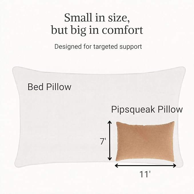 Pipsqueak Microfiber Pillow - Small, Mini, Tiny - 11 x 7 in - Perfect for Travel, Cars, Airplanes, Camping, Dogs, Toddlers, Kids, Lumbar, Knees and Neck - Ages 2 Yrs and Up