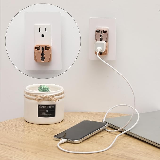 Bates- Universal Adapter, 3 Pack, Vintage Colors, UK to US Plug Adapter, Universal Plug Adapter Plug, Universal Travel Adapter, European to American Plug Adapter, Europe to US Plug Adapter