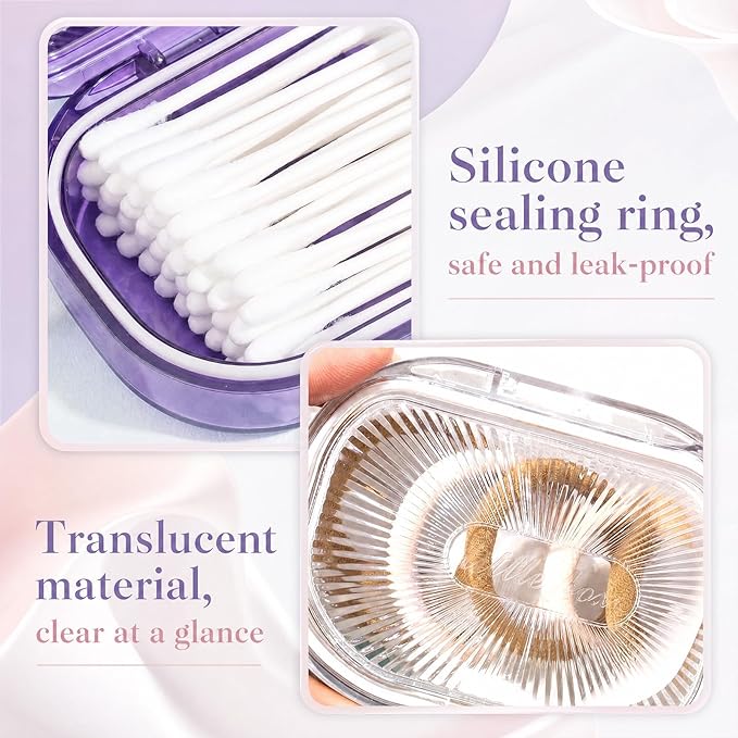 Kigley 4 Pcs Hair Tie Container Small Portable Travel Cotton Swab Holder Dispenser with Lid Plastic Box Storage Containers for Small Items, 3.94 x 2.76 Inch (Light Colors)