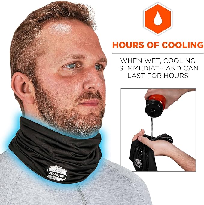 Ergodyne Chill-Its 6487 Cooling Neck Gaiter, Multiple Ways to Wear Headband or Face Mask