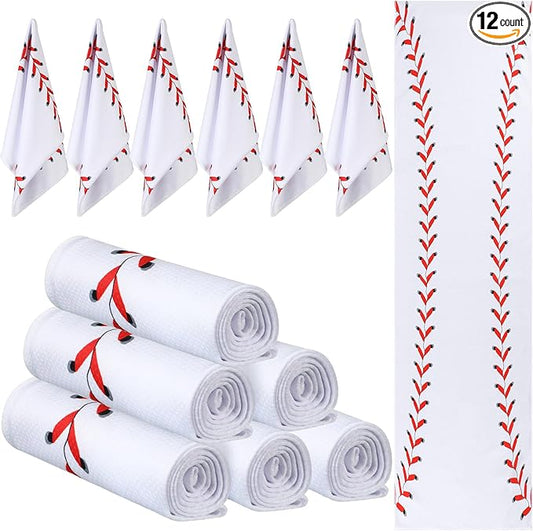 Peryiter 12 Counts Mini Cooling Towel, 30" x 9" Baseball Softball Soccer Golf Sweat Towel, Breathable Chilly Rag, Microfiber Sport Rags for Team Gym Running Coach Gift