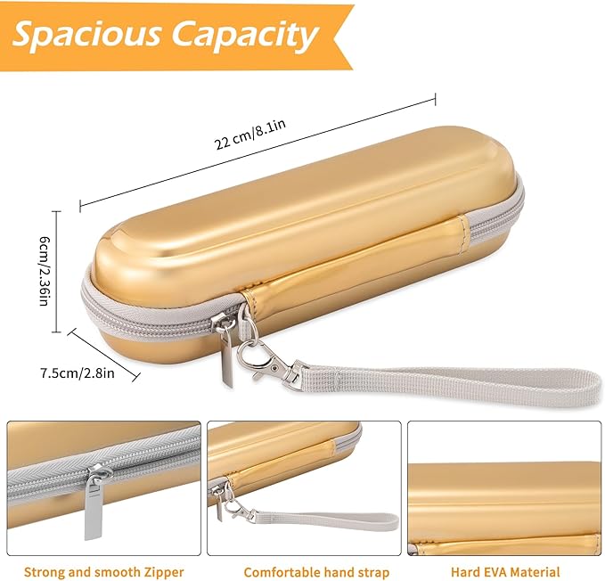 Toothbrush Travel Case for Oral B/Oral-B Pro 1000 1500 5000 7000 & Philips Sonicare 4100 1100 5300 5100 6100/iO Electric Toothbrush, Hard Protective Storage Bag (Dazzling gold)