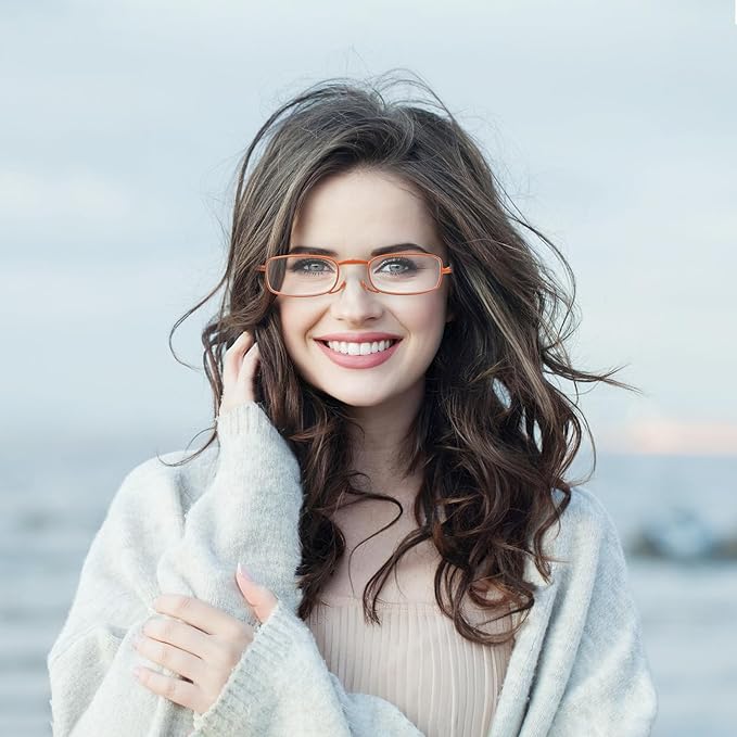 2 Pack Folding Reading Glasses Stainless Steel Mini Anti-Blue Light Blocking Reader for Men Women