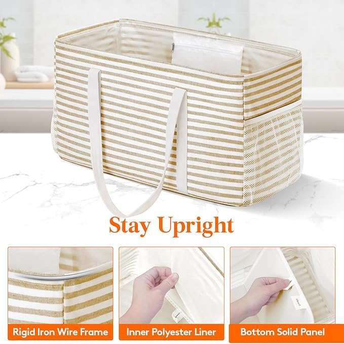 Lifewit 3 Pack Extra Large Tote Bag, Reusable Grocery Bags with Metal Wire Frame and Handles, Standing Utility Foldable Shopping Bags for Storage, Picnics, Beach, Pool, Laundry, Car, Camping, Beige