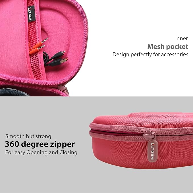 LTGEM Case Compatible with JBL Junior 320BT / Junior 320 / Tune 770NC / 510BT / 720BT / 520BT / 520C / 670NC, for JBL Live 770NC / 670NC / 680NC / 780NC Headphones, Rose Red