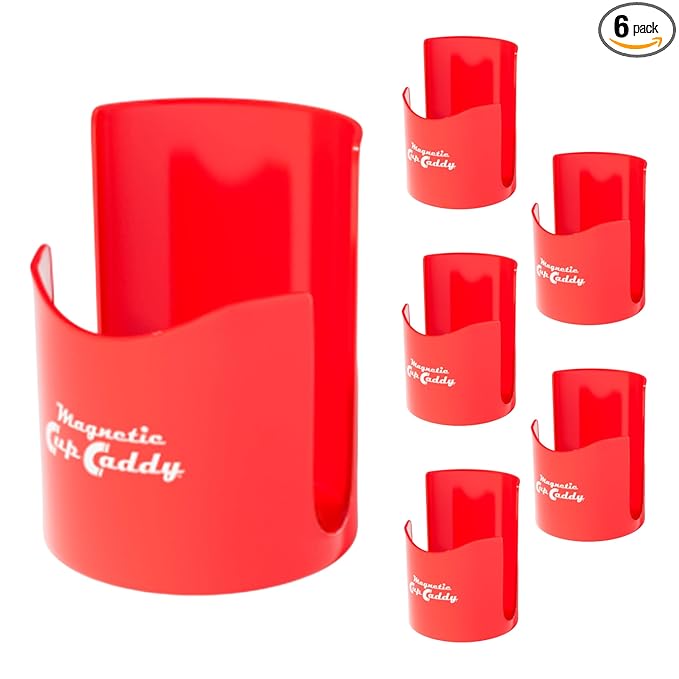 Master Magnetics Magnetic Cup Holder - Caddy for Bottles, Glasses, and Cans - Fits on Fridge, Lawnmower, Forklift, Cart, or Ladder - Heavy-Duty Magnet