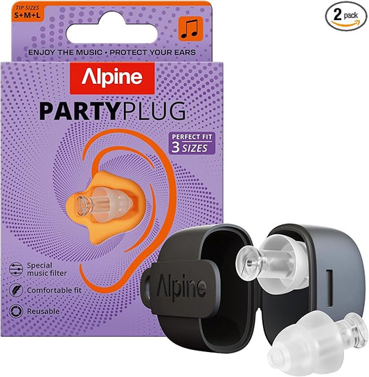 Alpine PartyPlug Concert Ear Plugs - Noise Reduction Ear Plugs for Party, Concert, Festival and Music - Reusable Earplugs (Transparent (Multisize))