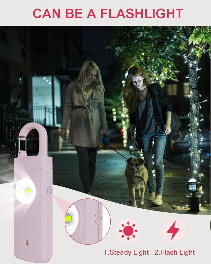 Rechargeable Personal Safety Alarm for Women, 130dB Loud Siren Birdie Sound, Strobe SOS LED Light, USB C Charging, Personal Alarm Keychain for Women