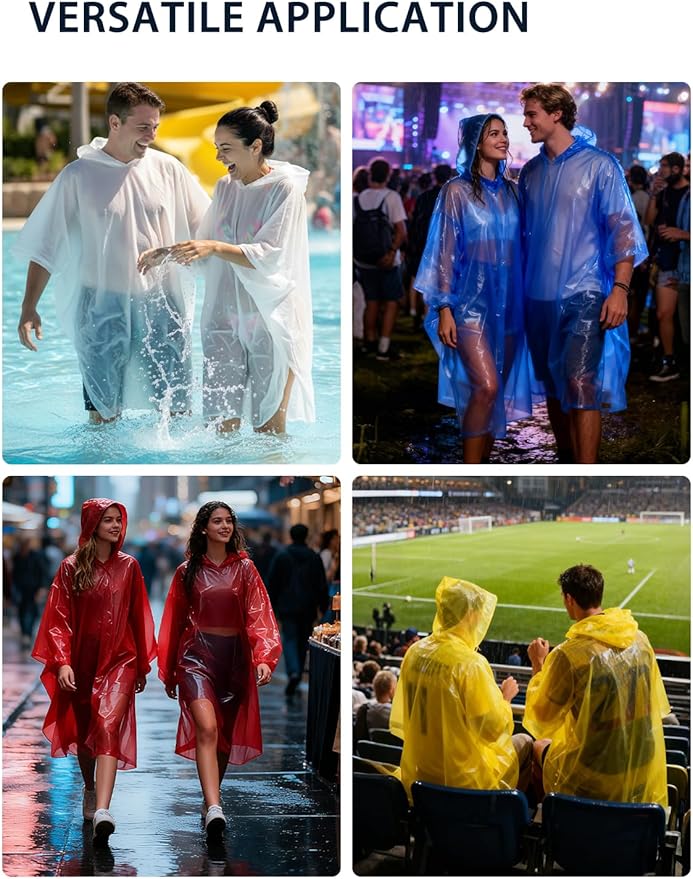 SaphiRose Disposable Rain Ponchos Emergency Clear Poncho