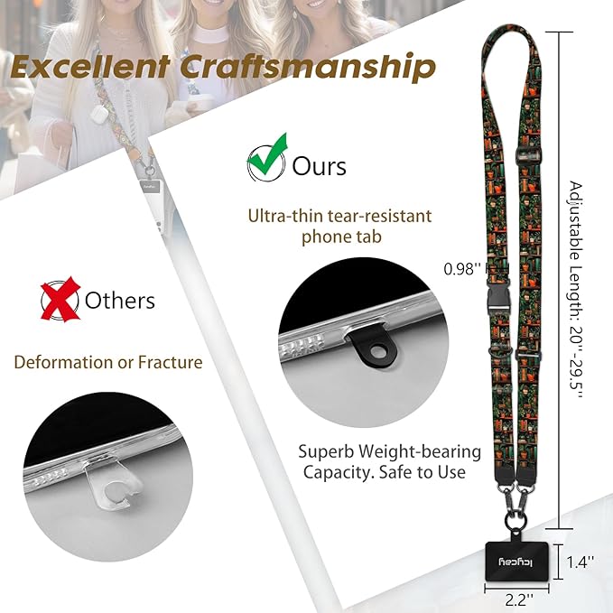 Icycay Phone Lanyard Crossbody, Plant Bookshelf Cell Phone Strap for Around The Neck Adjustable, Anti Theft Cute Lanyard for ID Holder Keys Accessories Travel Essential