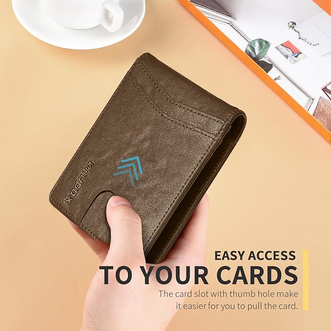 RUNBOX Wallet for Men -Slim Rfid Leather Mens Bifold Novelty Wallets 2 ID Window With Gift Box Men's Accessories | Slim