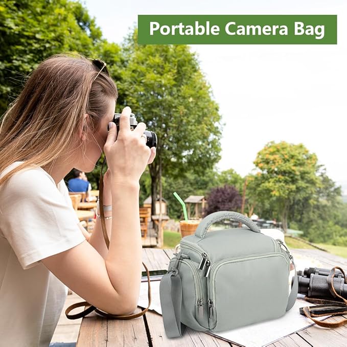 Ainiv DSLR Camera Bag, Waterproof Anti-Shock SLR Camera Case, Large Adjustable Shoulder Strap Camera Backpack, Portable Crossbody Single Shoulder Backpacks Compatible with Canon, Sony, Nikon, Grey