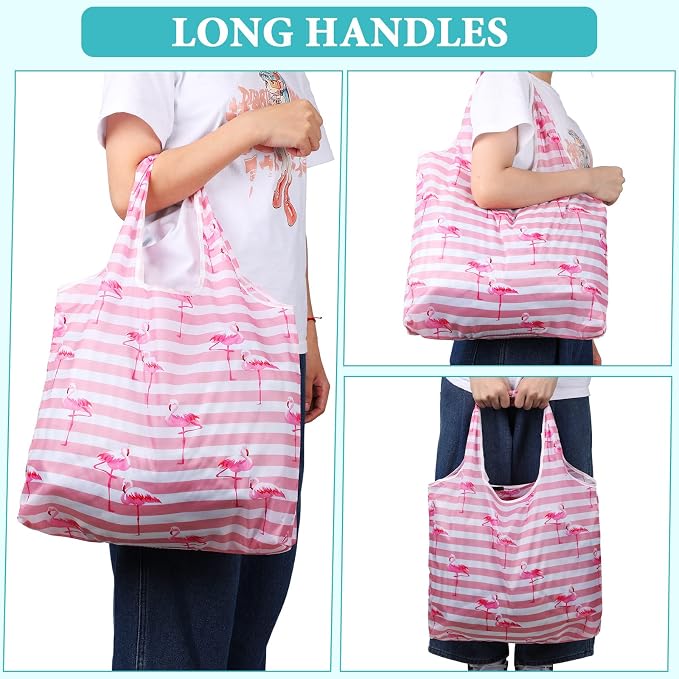 Weewooday 18 Pieces Foldable Reusable Shopping Bags Machine Washable Grocery Bags Waterproof
