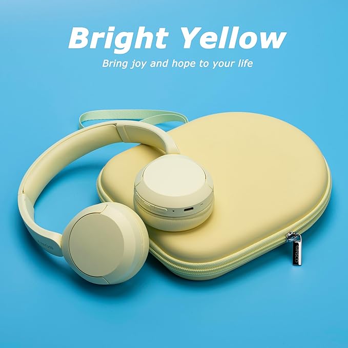 Ginsco Case Compatible with Sony WH-CH520 Wireless Headphones Bluetooth On-Ear Headset with Microphone, with JBL Tune 510BT/520BT/500BT Ultra-Slim Hard Shell Case for On Ear Headphones (Butter Yellow)