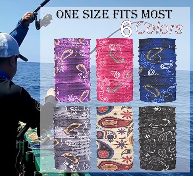 6 Pack Neck Gaiters Tube UV Face Mask Bandana Balaclava Shiesty Magic Scarf Headwear Headbands Wraps for women