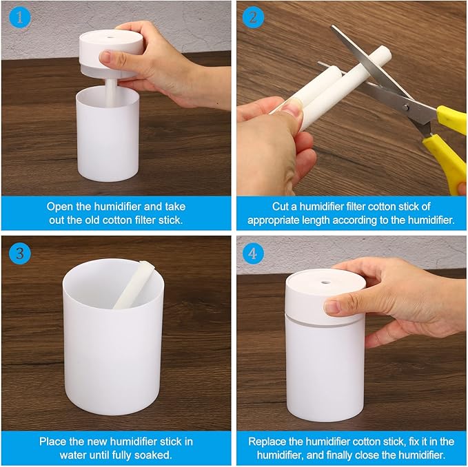 PATIKIL Humidifier Cotton Filter Sticks, 10 Pcs Refill Sticks Filter Wicks Replacement for USB Mini Humidifiers Portable Diffuser (3.15'' x 0.31''), White