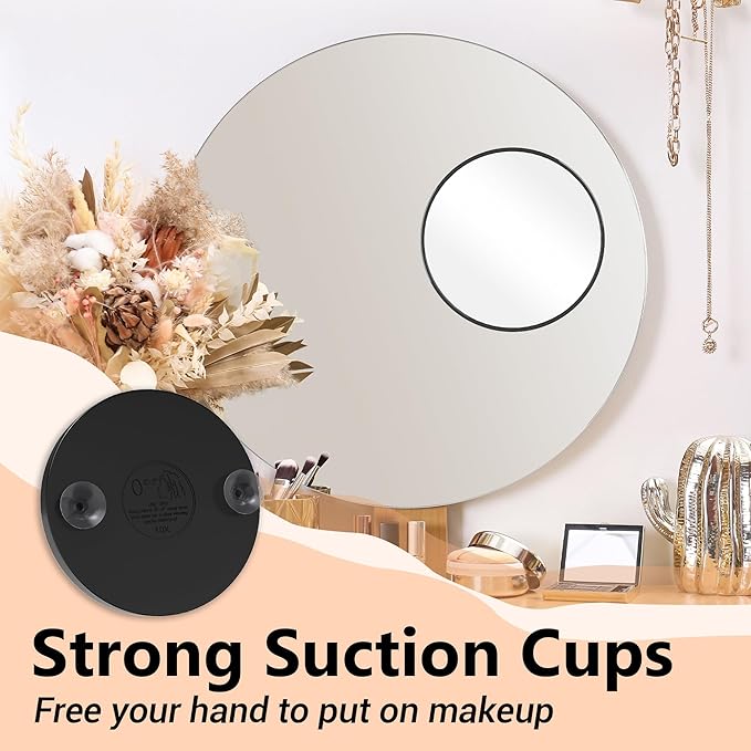 30X Magnifying Mirror, Magnified Mirrors 3.5" with Two Suction Cups and Tweezers, Travel Magnifyied Mirror Set Comes with Portable Storage Bag, Small Magnifying Mirrors for Travel(Black)