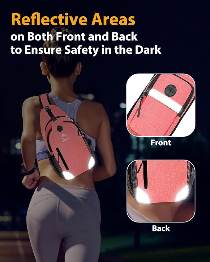 Sling Backpack for Women & Men, Crossbody Travel Bag with Water Bottle Holders, 17 Pockets, Quick-Access Phone Pocket, Hidden Security Pocket, Fits 11" Tablet, for Daily Carry, Travel, Theme Parks