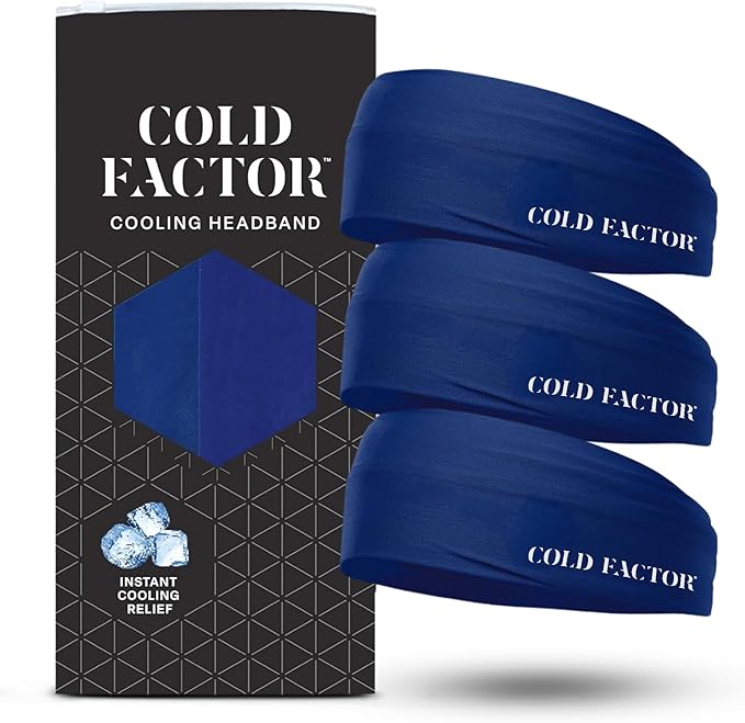 COLD FACTOR Cooling Headband for Women and Men – UPF 50+ Advanced Evaporative Comfort, Instant Cooling Sweatband for Outdoor Sports, Fitness, Yoga, Hiking, Running, and Workout