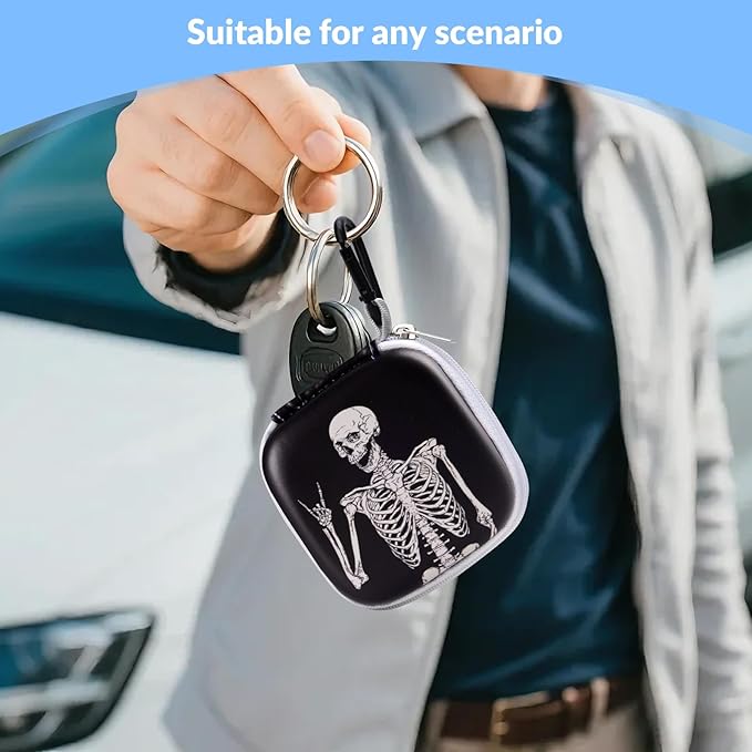 Earbud Case, Personalised Patterned Portable EVA Headphone case Cell Phone Accessories Organizer with Carabiner for Wired/Wireless Earphone, Earbud, Earpieces, SD Memory Card, Camera Chips