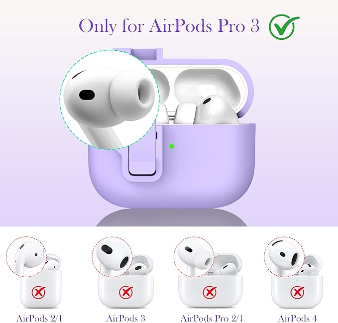 R-fun for AirPods Pro 3 Case with Cleaning Kit, Soft Liquid Silicone Rubber Protective Cover, Compatible with AirPods Pro 3rd Generation Case (2025), Compatible with MagSafe, Banana Purple