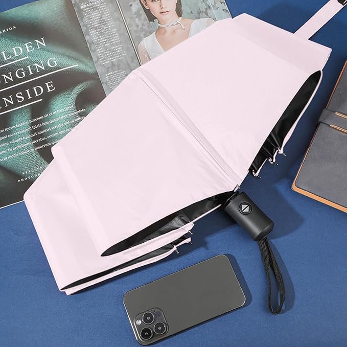 Jexine 6 Pcs Windproof Travel Umbrella for Rain Compact Small Automatic Lightweight Portable Umbrella for Men Women Backpack
