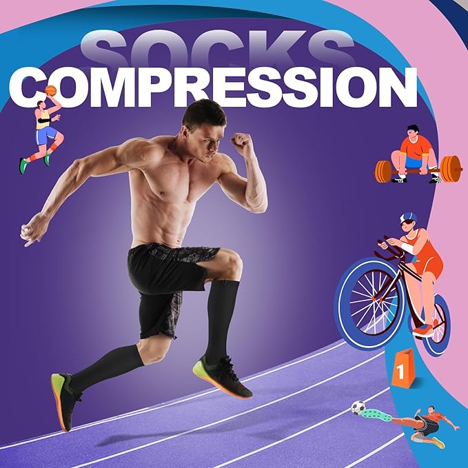 Zipper Compression Socks for Women & Men 2 Pairs，15-20mmhg Open Toe Compression Stockings for Nurse and Long Standing Crowd
