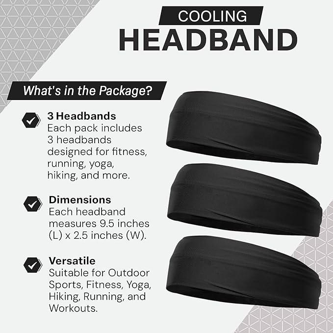 COLD FACTOR Cooling Headband for Women and Men – UPF 50+ Advanced Evaporative Comfort, Instant Cooling Sweatband for Outdoor Sports, Fitness, Yoga, Hiking, Running, and Workout