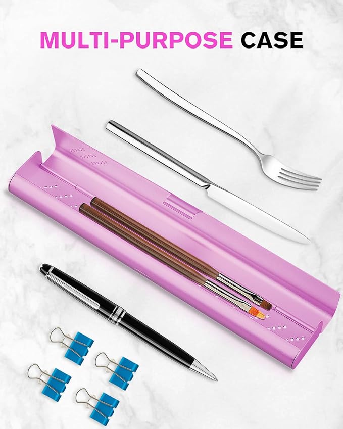 Toothbrush Case Cover for Traveling, Aluminum Toothbrush Holder for Manual Toothbrush + Mini Toothpaste, Portable Tooth Brush Storage Box for Camping Business Trip-Pink (1 Pack)