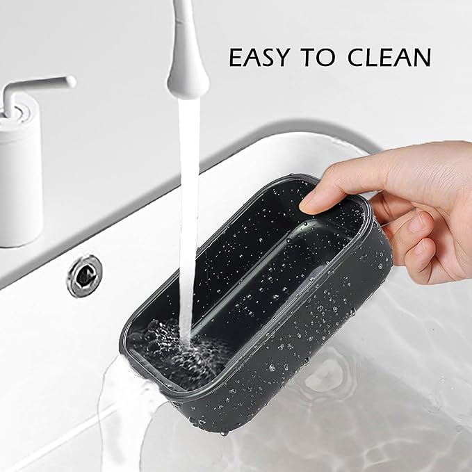 AIDIMMING Large Leak Proof Travel Soap Case, Vented Shampoo Bar Holder for Kitsch Shampoo and Conditioner Bar Set, Drain Tray Container for Large Bars, Handmade Bars, Travel Gym (Offwhite& Black)