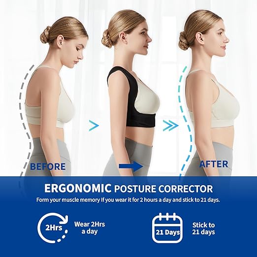 JMPOSE Posture Corrector for Back Support: Adjustable Shoulder Posture Brace for Men and Women (Black, Large/X-Large)