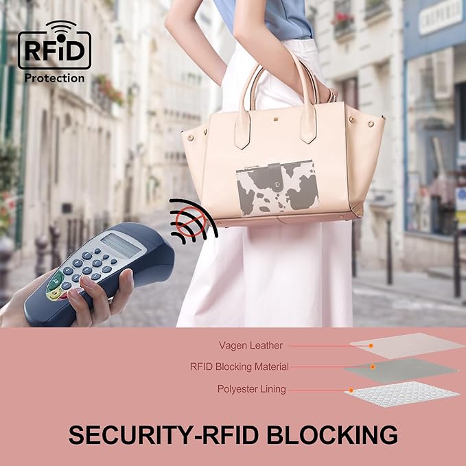 yiijay Wallet Women RFID Blocking Multi Cards Wallet Credit Card Holder for Women Large Capacity Lady Leather Trifold Travel Wallet with Pen Holder