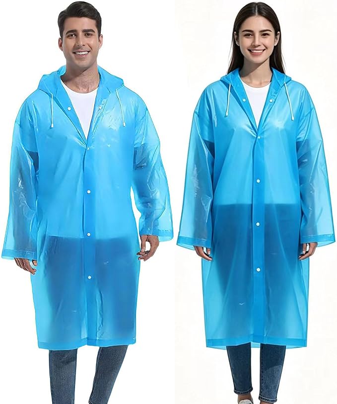 2PCS Rain Ponchos for Adults Reusable Rain Coats for Adults Rain Jackets Raincoats for Men Women