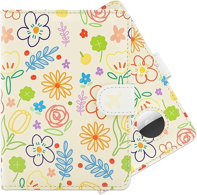Passport Holder with Airtag Slot, RFID Blocking Leather Cover Wallet for Travel Essentials, Cute Passport Book with Magnetic Buckle, Travel Accessories for Women