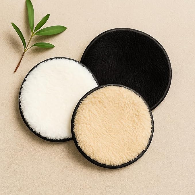 Reusable Makeup Remover Pads, Washable Cotton Rounds with Mesh Laundry Bag, Travel Pouch, Pad Holder - Reusable Cotton Rounds for All Skin Types - Perfect for Face Care, eco Friendly (Black)