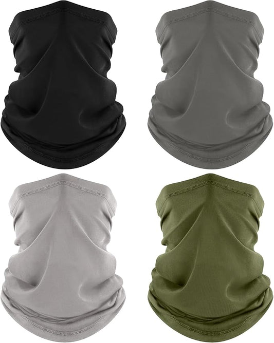 ROXUN 4 Pack Neck Gaiter, Cooling Breathable Face Mask UV Protection Scarf Hiking Bandana for Men/Women