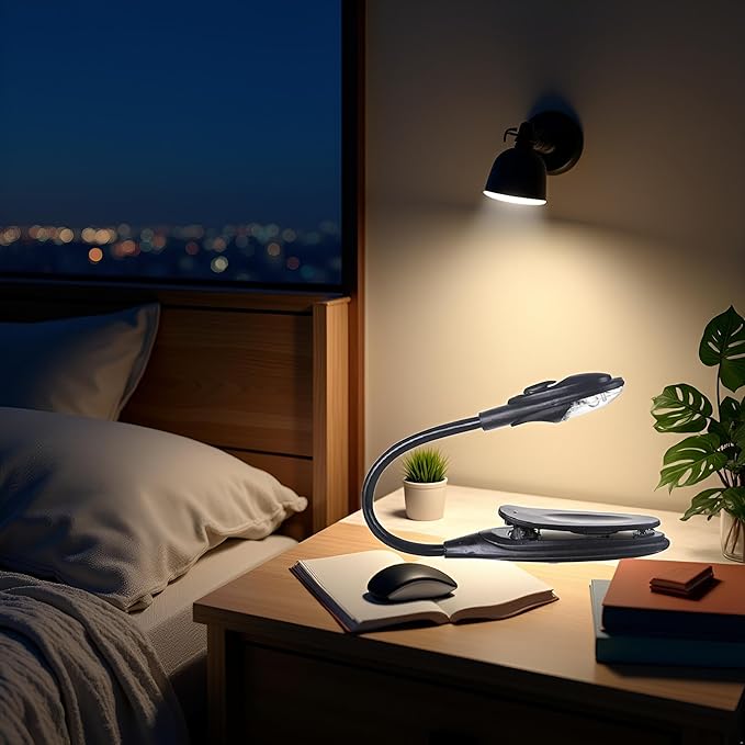 Black Book Lamp Mini Clip On Bendable Travel Bedroom Clamp Dorm Reading Light Book Lights Novelty Lighting,Lighting and Ceiling Fans