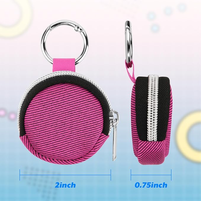 Homakover Portable Ring Organizer Case with Keychain, Traveling Ring Holder Storage Bag, Anti-Lost Keychain Container for Rings, Jewelry (1, Hot Pink)