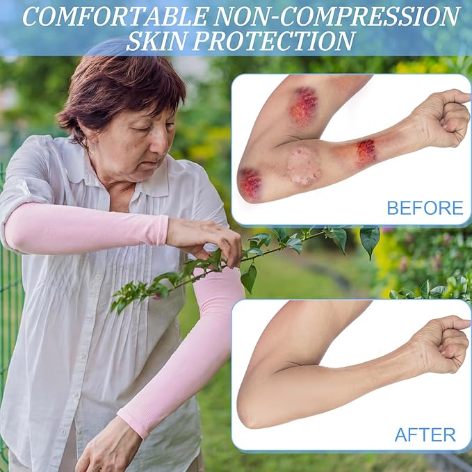 Janmercy 8 Pairs Elderly Skin Thin Protector Sleeves Bruise Abrasions Protective Arm Sleeve