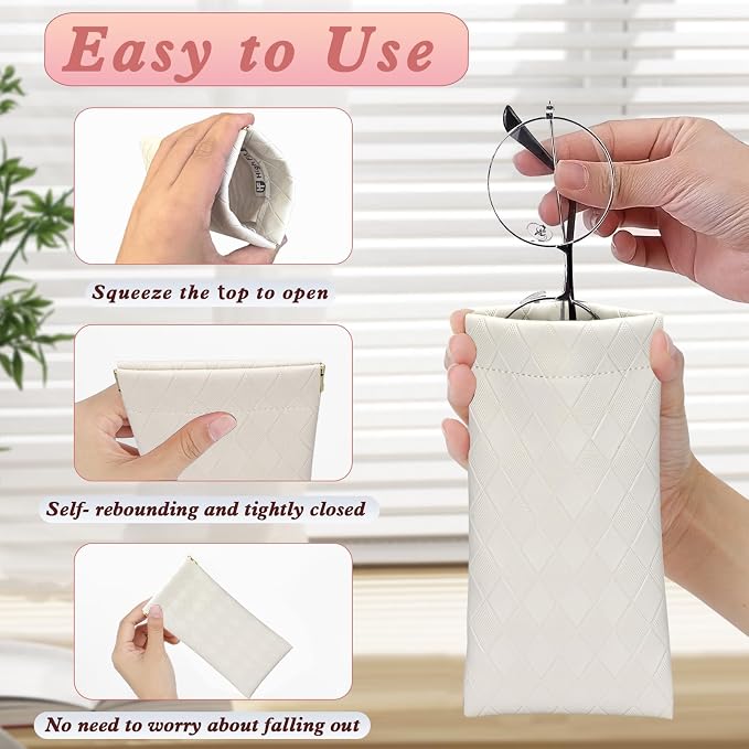 eyeglasses bag Soft Glasses bag, Portable Squeeze Top Sunglasses Case Travel for Women Girls