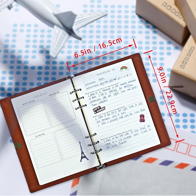Travel Journal for Women Men and Couples, Leather Travel Notebook with Prompts, Travel Memory Book & Adventure Book (Green)