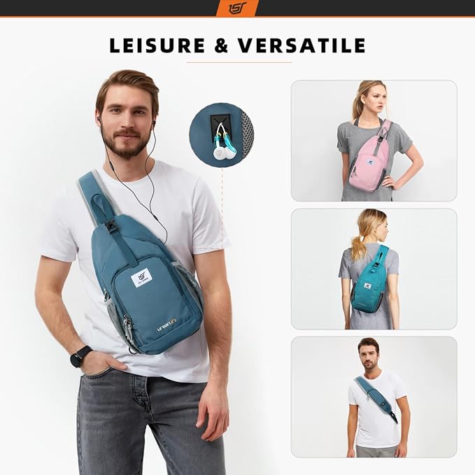 SKYSPER Sling Bag RFID Crossbody Sling Backpack Cross Body Shoulder Bag Travel Hiking Daypack for Women Men(Slateblue)