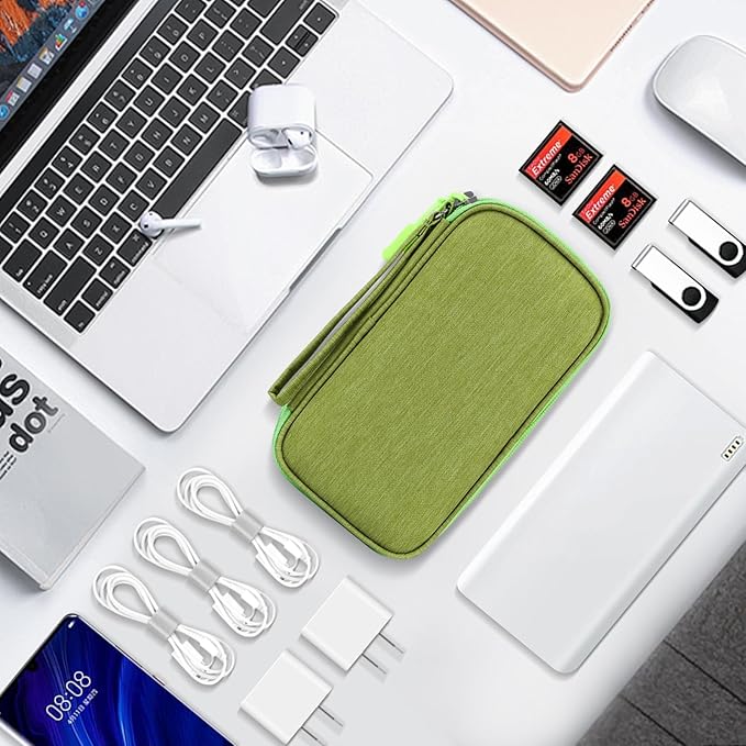 Skycase Electronic Organizer Travel Case - Waterproof Travel Cord Pouches for Organization, Cable Organizer, All-in-One Double Layers Storage Bag for Accessories, Charger, Cable, Light Green - Medium