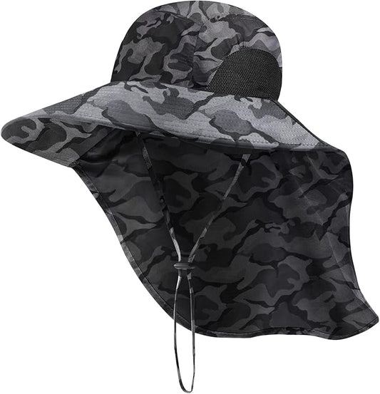 Outdoor Sun Hat for Men with 50+ UPF Protection Safari Cap Wide Brim Fishing Hat with Neck Flap, for Dad…