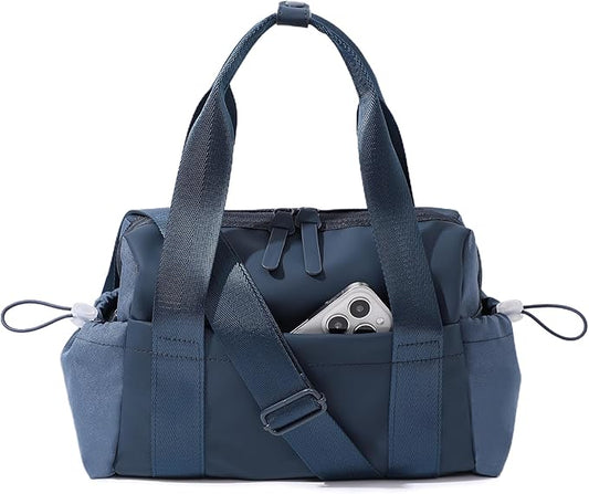 Bucosd Small Gym Bag for Women, Mini Crossbody Gym Duffle Bag with Wet Compartment, Carry on Gym Tote Bag for Workout Dance Sport Travel (Mini-Blue)